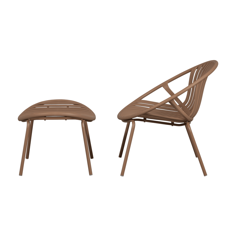 Loungestol + fotskammel Bruce utendørs - Lakserosa - Hagemøbler - Stoler & Lenestoler - Utelenestoler