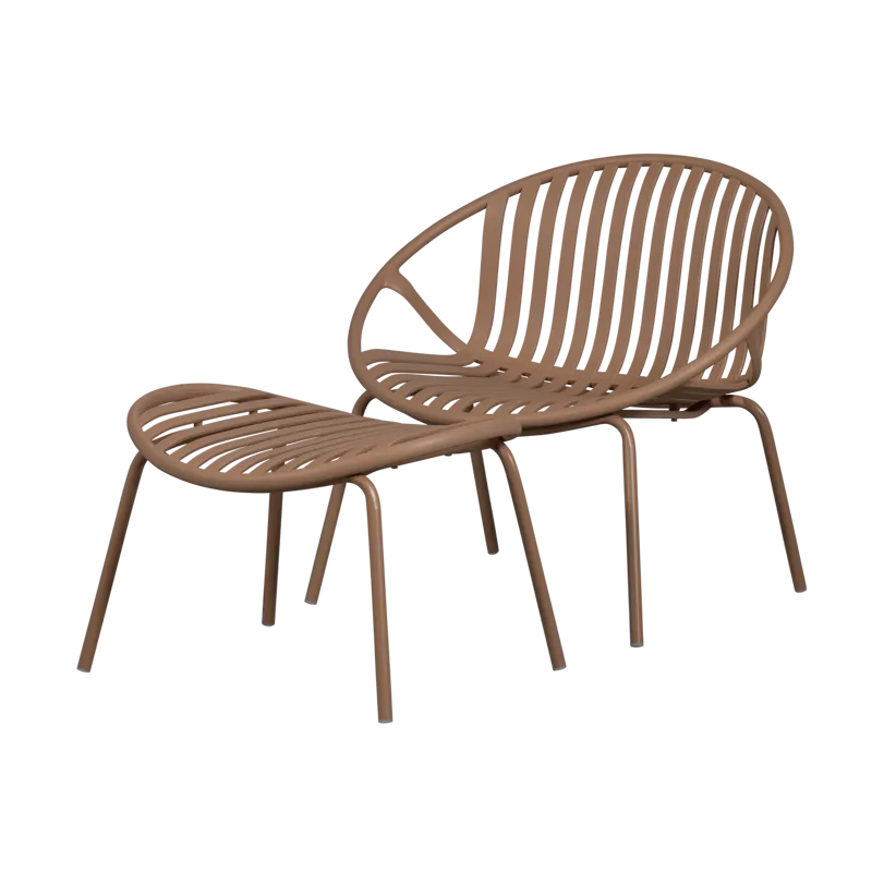 Loungestol + fotskammel Bruce utendørs, Lakserosa