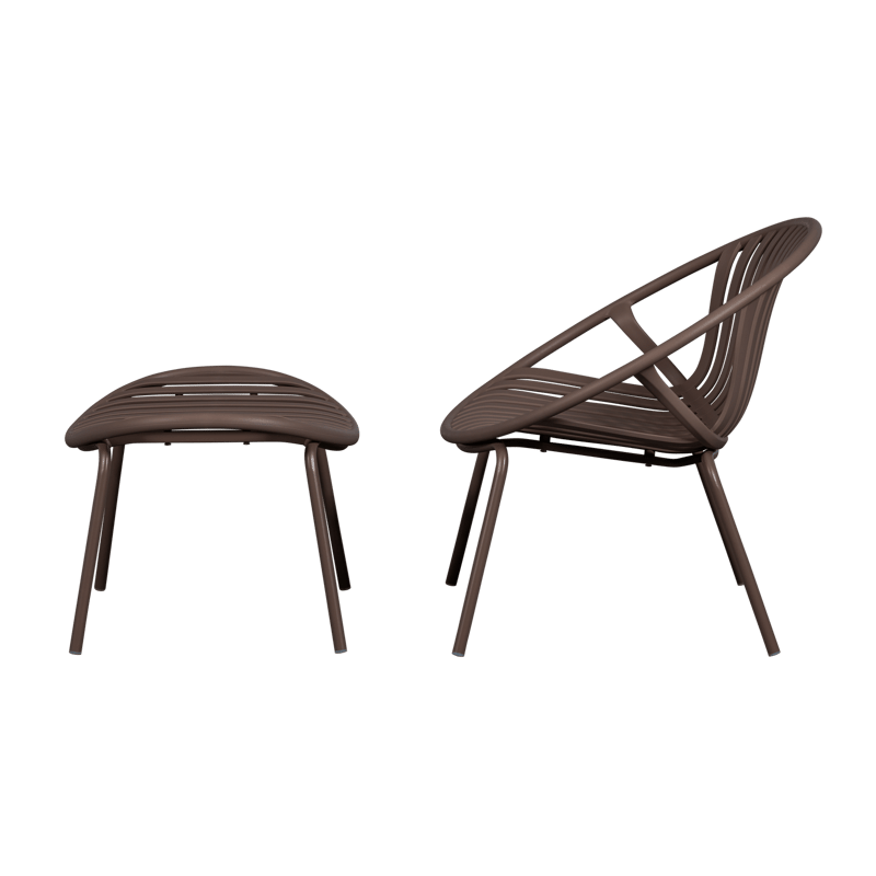 Loungestol + fotskammel Bruce utendørs - Lilla/Brun - Hagemøbler - Stoler & Lenestoler - Utelenestoler