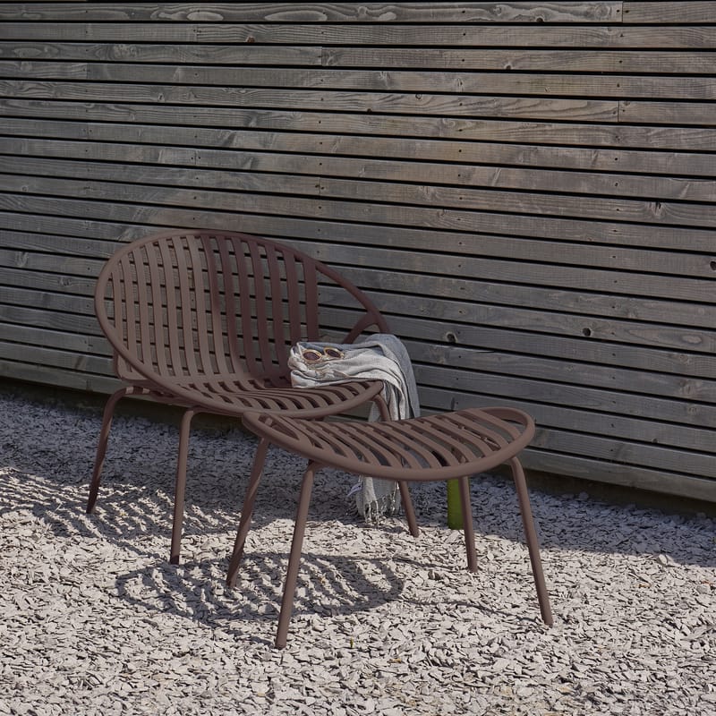 Loungestol + fotskammel Bruce utendørs - Lilla/Brun - Hagemøbler - Stoler & Lenestoler - Utelenestoler