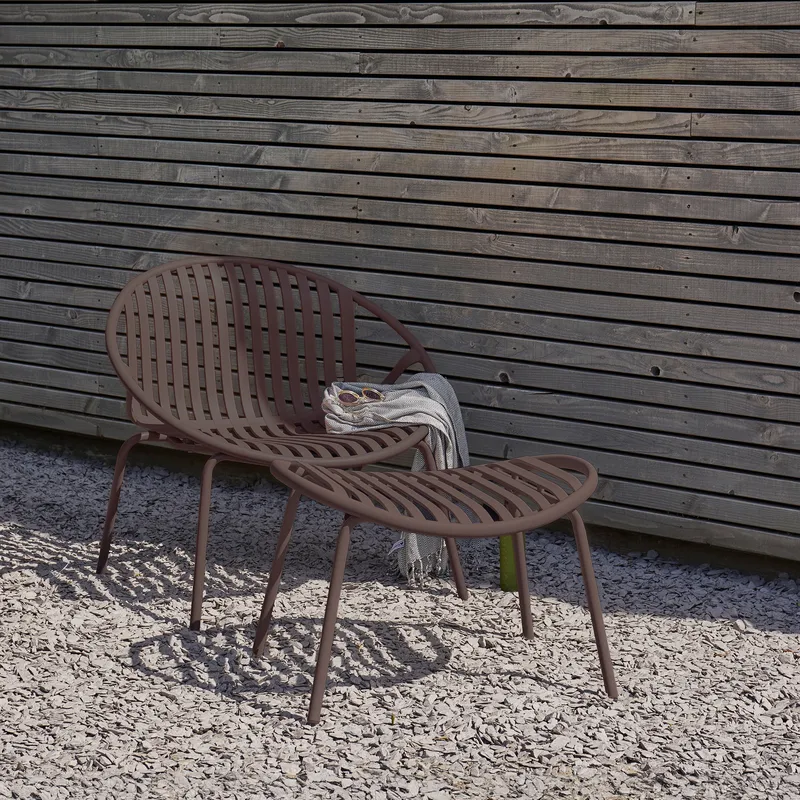 Loungestol + fotskammel Bruce utendørs - Lilla/Brun - Hagemøbler - Stoler & Lenestoler - Utelenestoler