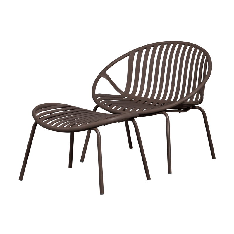 Loungestol + fotskammel Bruce utendørs, Lilla/Brun