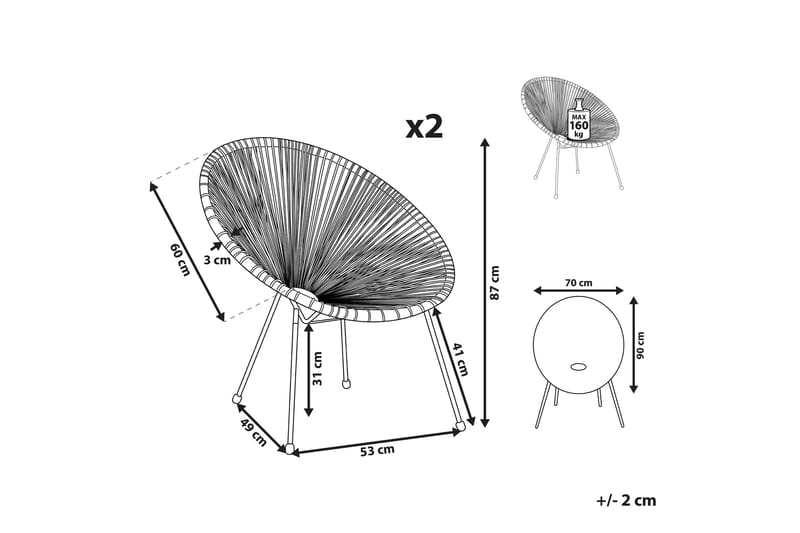 Maniwaki Utelenestol - Grå/Svart - Hagemøbler - Stoler & Lenestoler - Utelenestoler