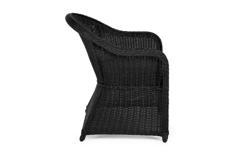 Marcus Light utelenestol med pute – loungestol i kunstrotting til utemøbler - Svart - Hagemøbler - Stoler & Lenestoler - Utelenestoler