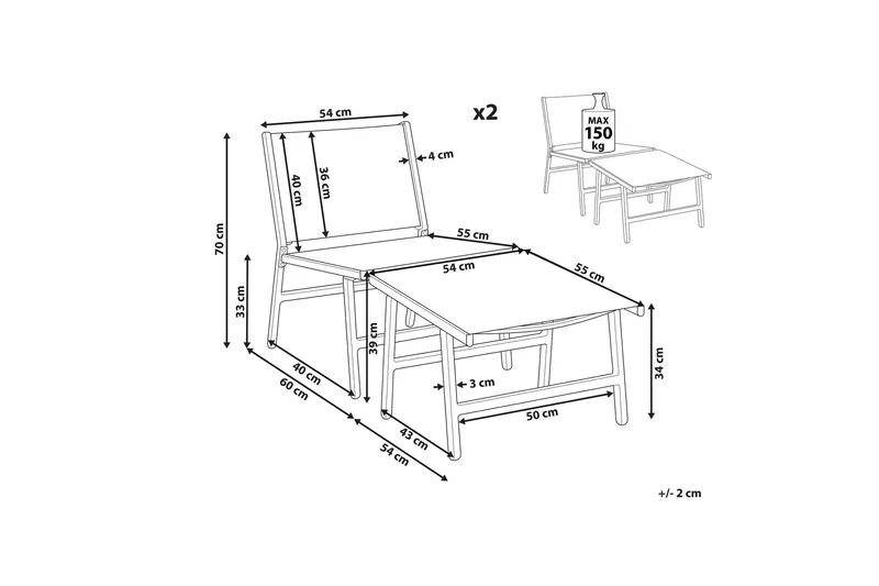 Montmagny Solstol 54x60 cm - Svart - Hagemøbler - Stoler & Lenestoler - Solstoler