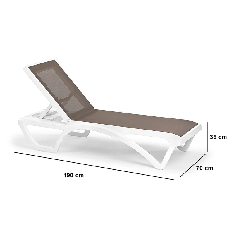 Muneo Solseng 190 cm - Hvit / taupe - Hagemøbler - Stoler & Lenestoler - Solseng & solvogner