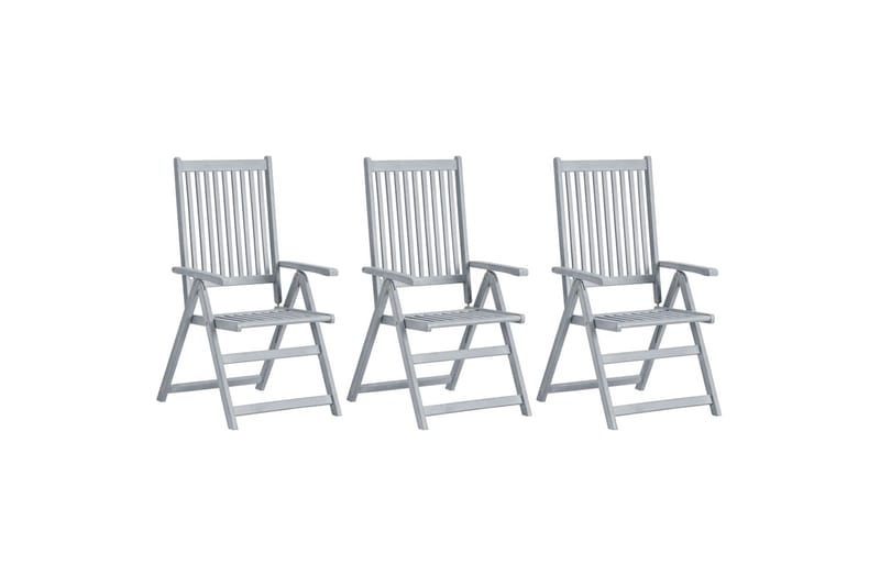Hagelenestoler 3 stk grå heltre akasie - Grå - Posisjonsstol