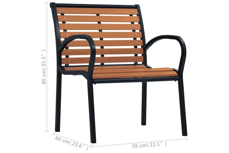 Hagestoler 2 stk stål og WPC svart og brun - Svart - Posisjonsstol