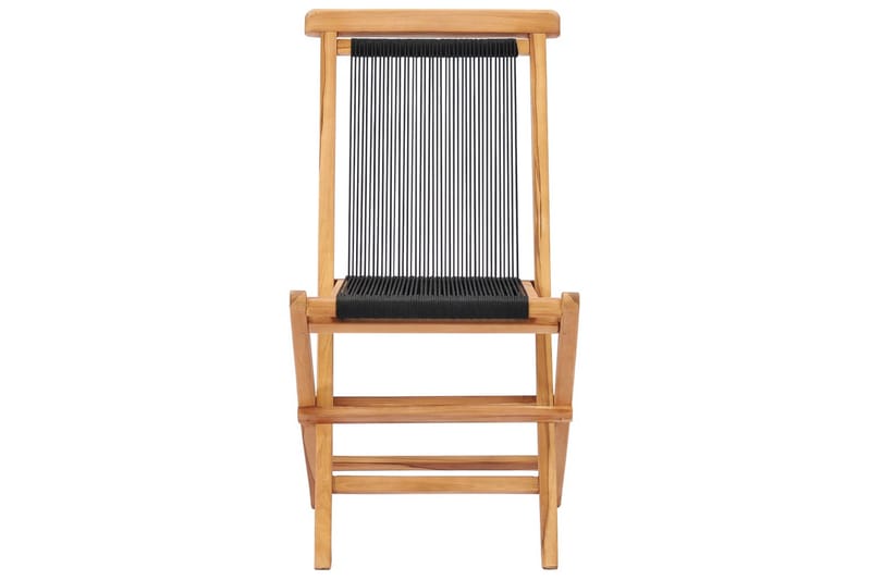 Klappstoler 2 stk heltre teak og tau - Brun - Hagemøbler - Stoler & Lenestoler - Posisjonsstol