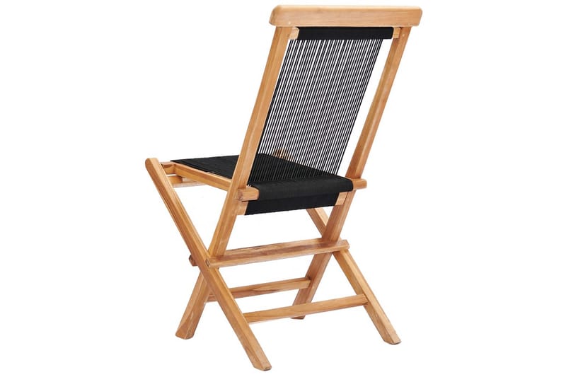 Klappstoler 2 stk heltre teak og tau - Brun - Hagemøbler - Stoler & Lenestoler - Posisjonsstol