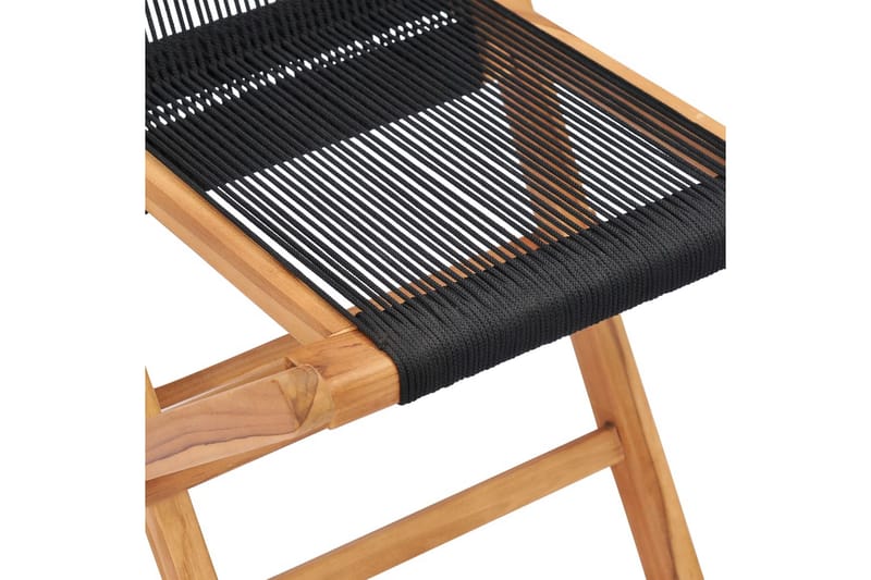 Klappstoler 2 stk heltre teak og tau - Brun - Hagemøbler - Stoler & Lenestoler - Posisjonsstol