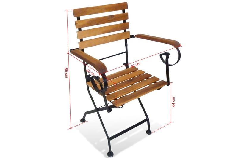 Klappstoler 2 stk stål og heltre akasie - Akasie - Posisjonsstol