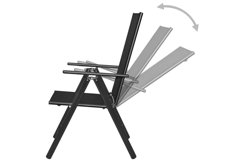 Sammenleggbare hagestoler 2 stk aluminium og textilene svart - Svart - Hagemøbler - Stoler & Lenestoler - Posisjonsstol