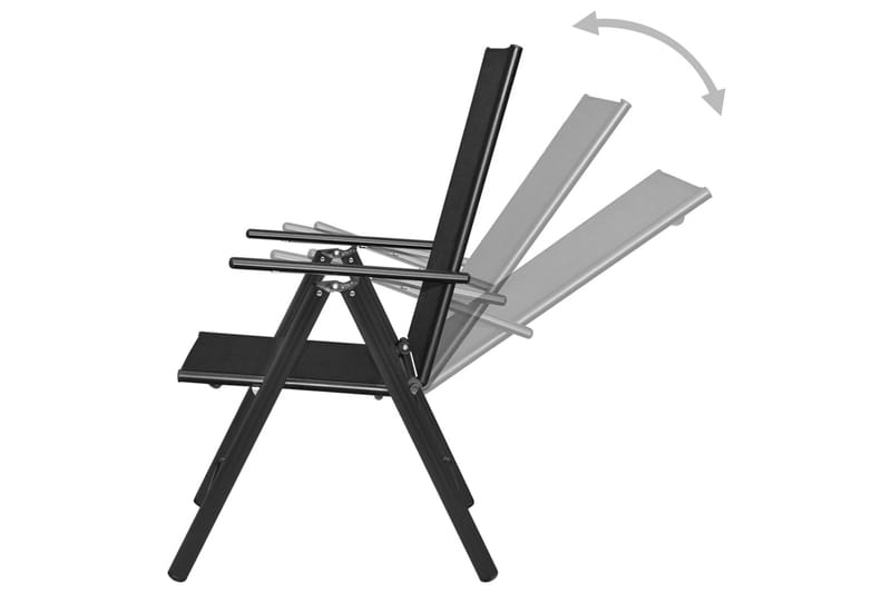 Sammenleggbare hagestoler 2 stk aluminium og textilene svart - Svart - Posisjonsstol
