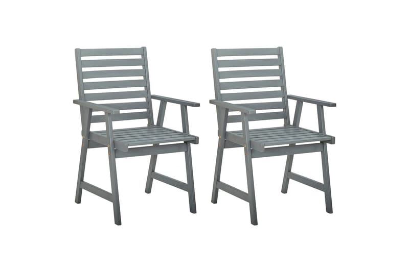 Utendørs spisestoler 2 stk grå heltre akasie - Grå - Posisjonsstol