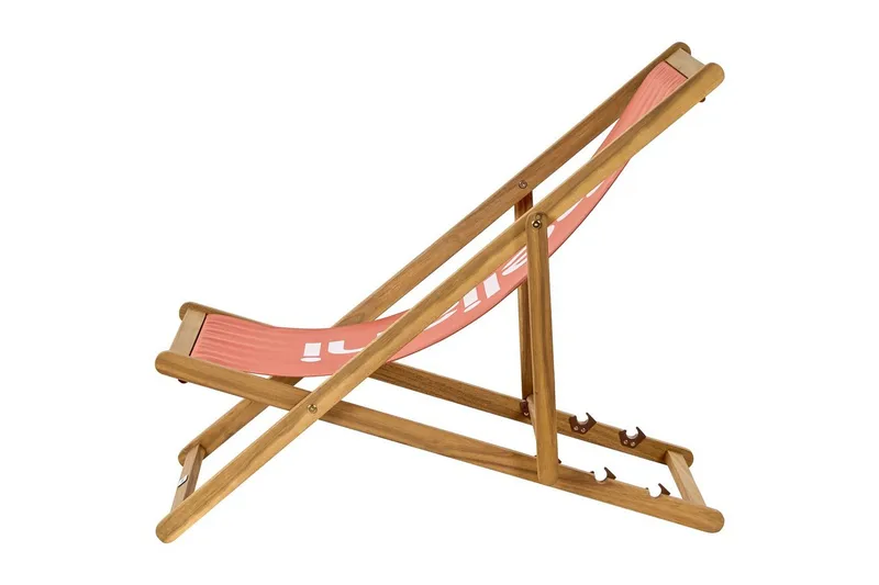 Sammenleggbar dekkstol Anzio - Rødt, lyst tre - Hagemøbler - Stoler & Lenestoler - Solstoler