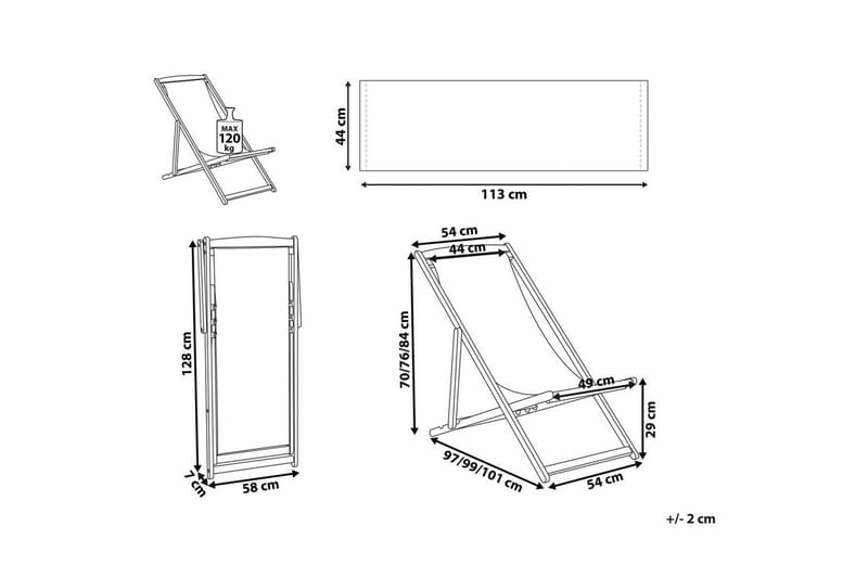 Sammenleggbar dekkstol Anzio - Rødt, lyst tre - Hagemøbler - Stoler & Lenestoler - Solstoler