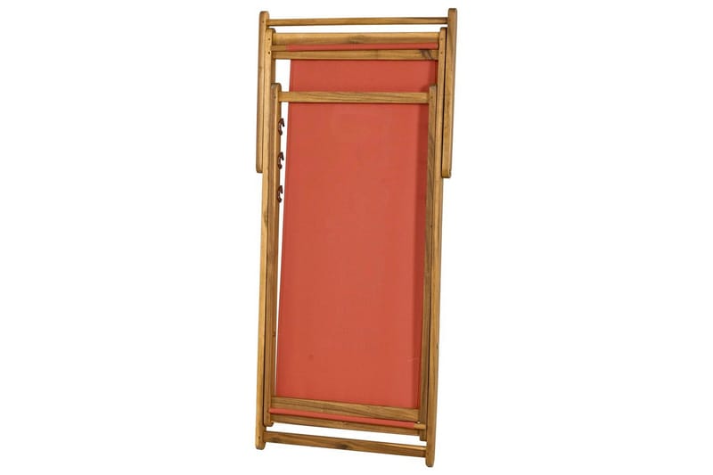 Sammenleggbar dekkstol Anzio - Rødt, lyst tre - Hagemøbler - Stoler & Lenestoler - Solstoler