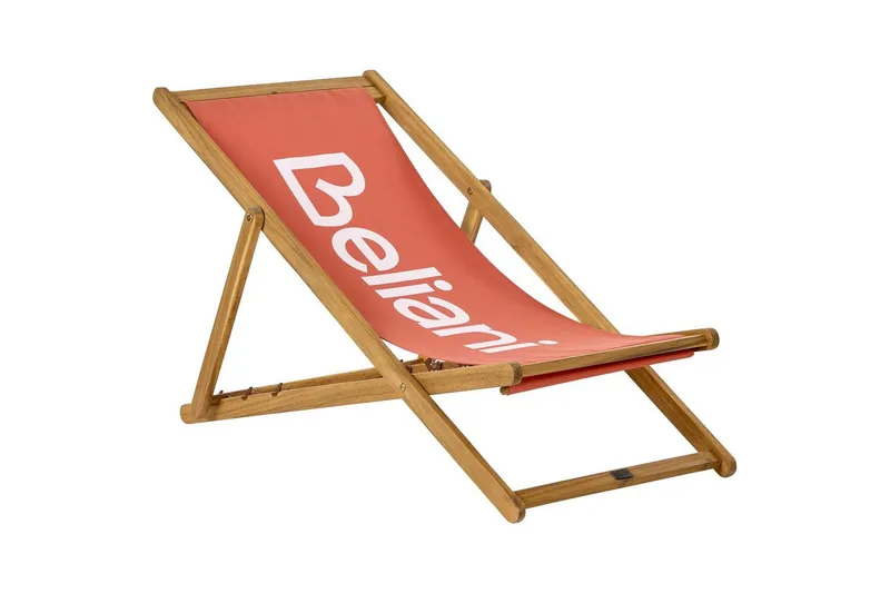 Sammenleggbar dekkstol Anzio - Rødt, lyst tre - Hagemøbler - Stoler & Lenestoler - Solstoler