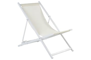 Sammenleggbar dekkstol Locri II - Beige, hvit - Hagemøbler - Stoler & Lenestoler - Solstoler