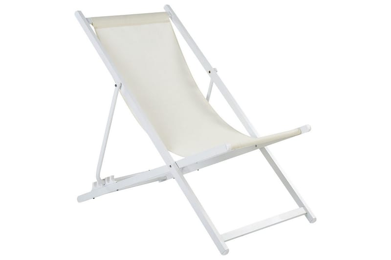 Sammenleggbar dekkstol Locri II - Beige, hvit - Hagemøbler - Stoler & Lenestoler - Solstoler