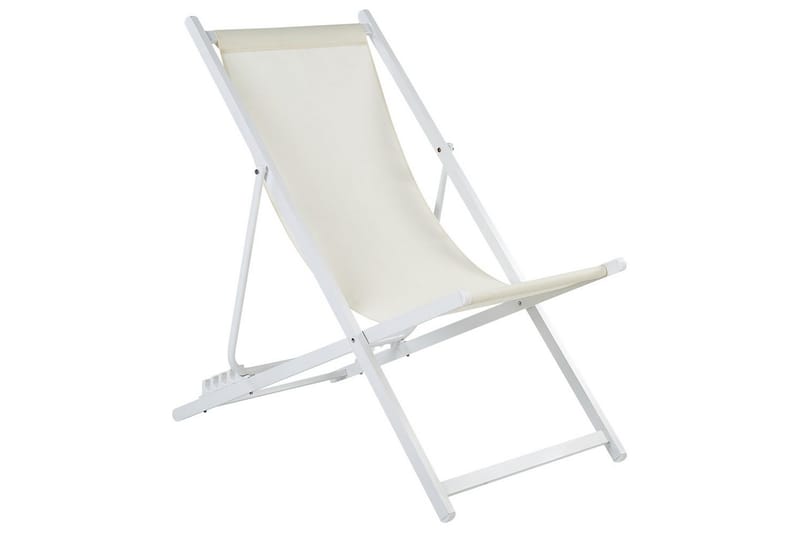 Sammenleggbar dekkstol Locri II - Beige, hvit - Hagemøbler - Stoler & Lenestoler - Solstoler