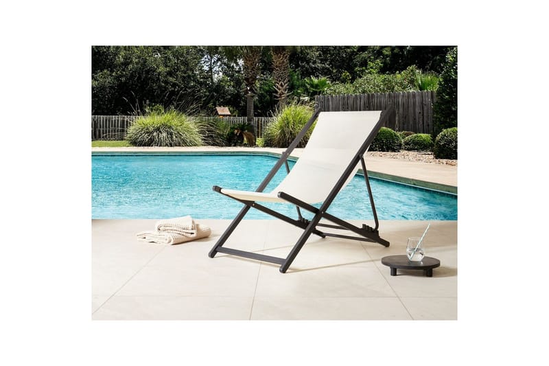 Sammenleggbar dekkstol Locri II - Beige, svart - Hagemøbler - Stoler & Lenestoler - Solstoler