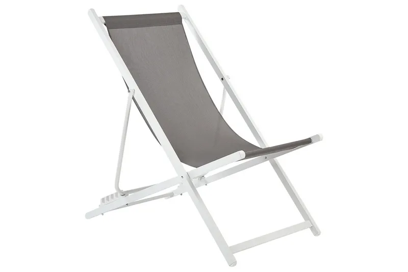 Sammenleggbar dekkstol Locri II - Grå, hvit - Hagemøbler - Stoler & Lenestoler - Solstoler