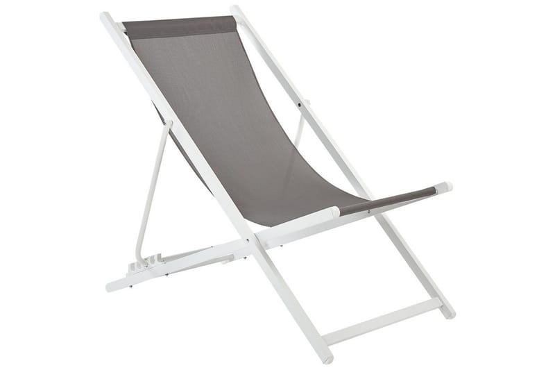 Sammenleggbar dekkstol Locri II - Grå, hvit - Hagemøbler - Stoler & Lenestoler - Solstoler