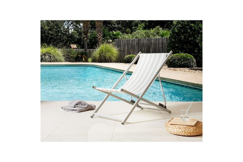 Sammenleggbar dekkstol Locri II - Hvit, Grå - Hagemøbler - Stoler & Lenestoler - Solstoler