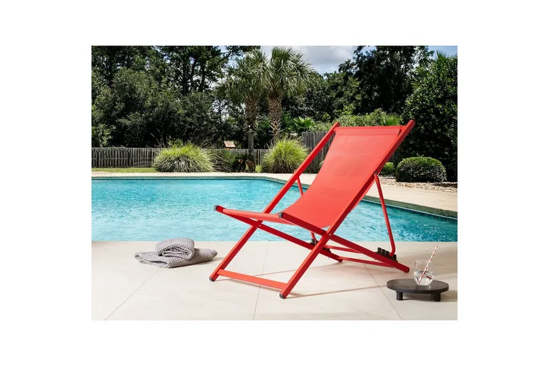 Sammenleggbar dekkstol Locri II - Rød - Hagemøbler - Stoler & Lenestoler - Solstoler