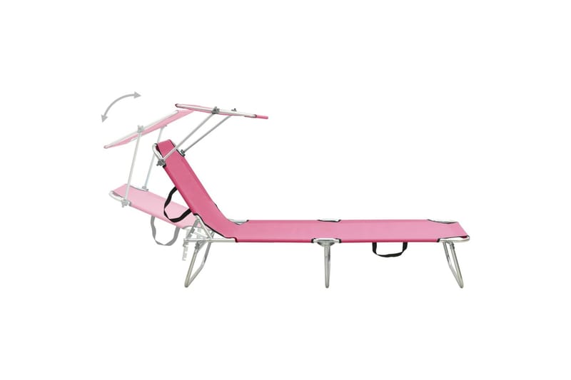 Sammenleggbar solseng med baldakin rosa aluminium - Rosa - Hagemøbler - Stoler & Lenestoler - Solseng & solvogner