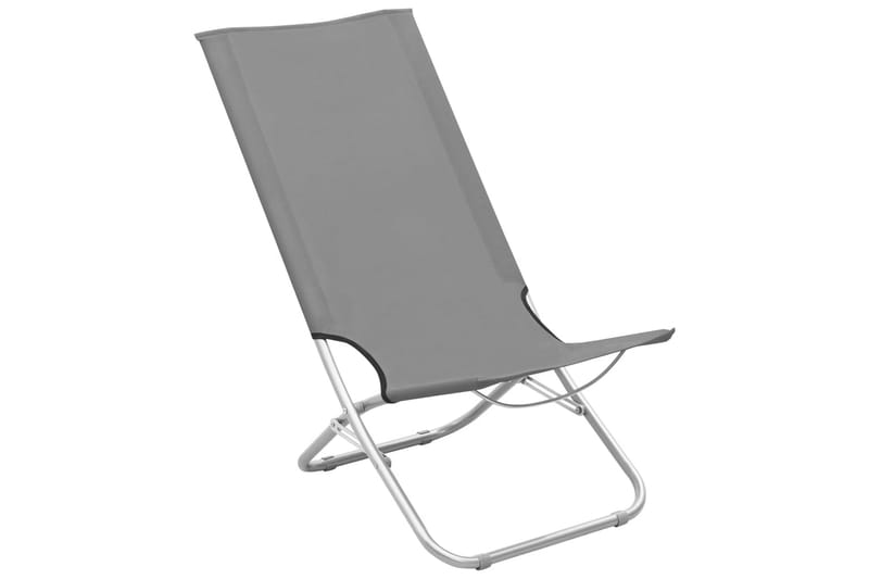 Sammenleggbare strandstoler 2 stk grå stoff - Grå - Solstoler