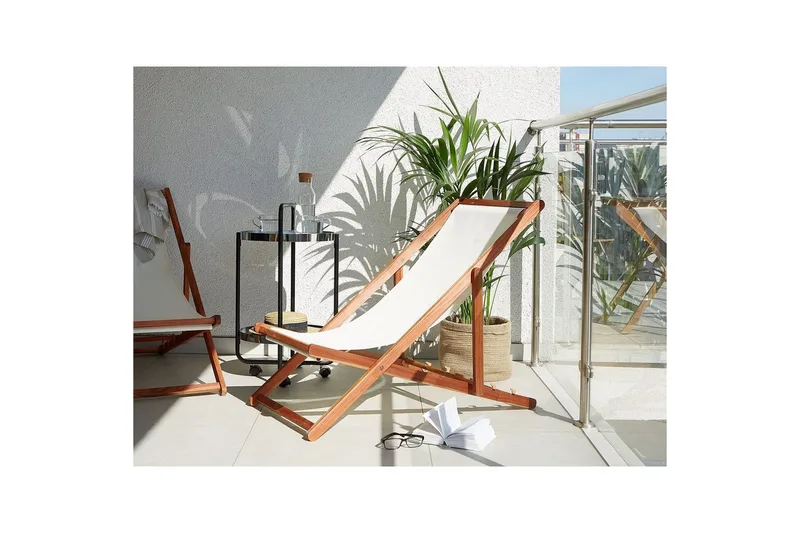 Solseng 2 erstatningstekstiler Anzio - Hvit, mørkt treverk, flerfarget - Hagemøbler - Stoler & Lenestoler - Solstoler