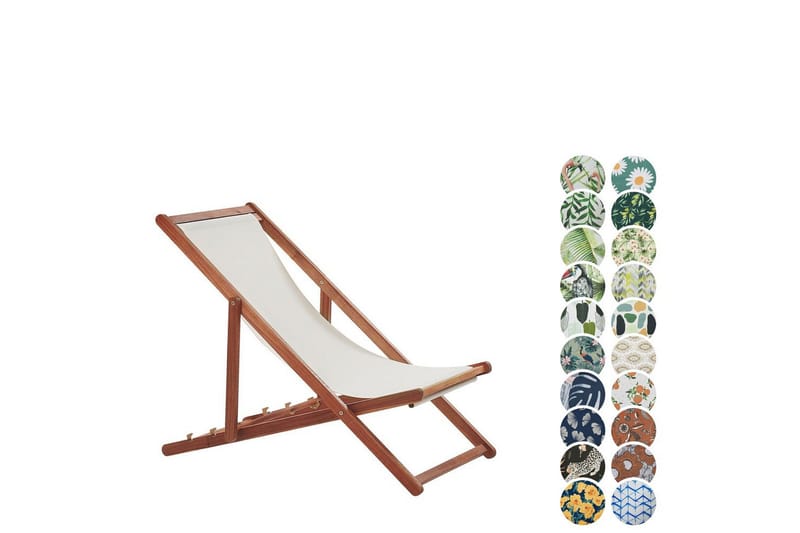 Solseng 2 erstatningstekstiler Anzio - Hvit, mørkt treverk, flerfarget - Hagemøbler - Stoler & Lenestoler - Solstoler