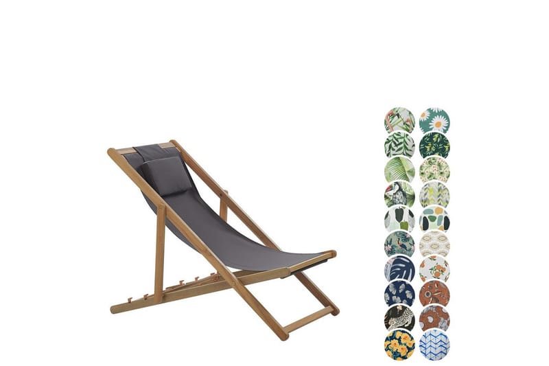 Solseng 2 erstatningstekstiler Avellino - Grå, lyst tre, flerfarget - Hagemøbler - Stoler & Lenestoler - Solstoler