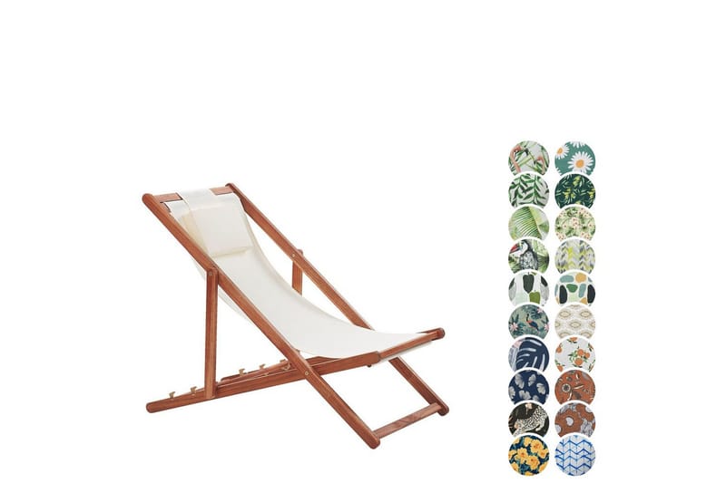 Solseng 2 erstatningstekstiler Avellino - Hvit, mørkt treverk, flerfarget - Hagemøbler - Stoler & Lenestoler - Solstoler