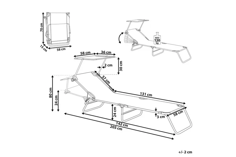 Solseng Foligno - Grønn, Sølv - Hagemøbler - Stoler & Lenestoler - Solseng & solvogner