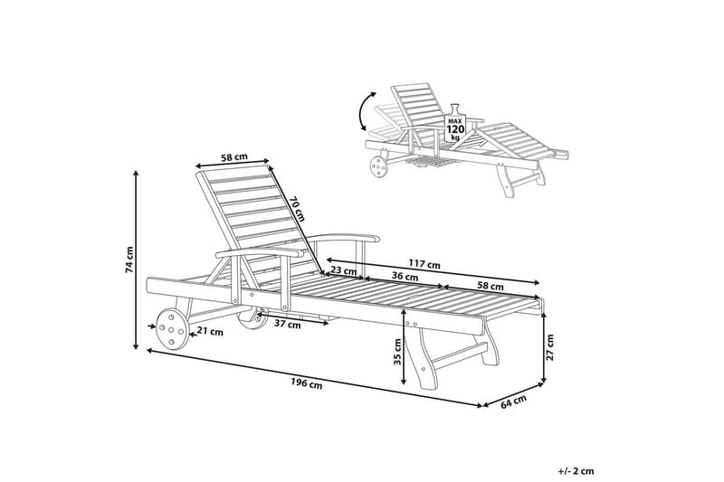 Solseng Java - Lyst tre, Lyst treverk - Hagemøbler - Stoler & Lenestoler - Solseng & solvogner