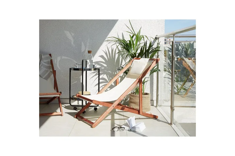 Solseng sett med 2 Avellino - Hvit, mørkt treverk, flerfarget - Hagemøbler - Stoler & Lenestoler - Solstoler