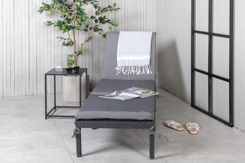 Bilbao Solseng med Pute - Svart/Grå - Hagemøbler - Stoler & Lenestoler - Solseng & solvogner