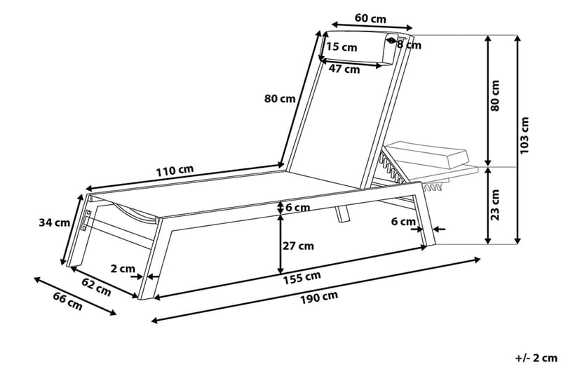 Catania Ii Solseng 66 | 190 cm - Svart - Solseng & solvogner