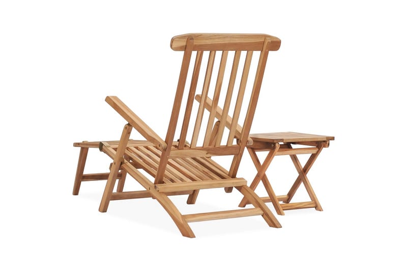 Fluktstol med fotstøtte og bord heltre teak - Brun - Hagemøbler - Stoler & Lenestoler - Solseng & solvogner