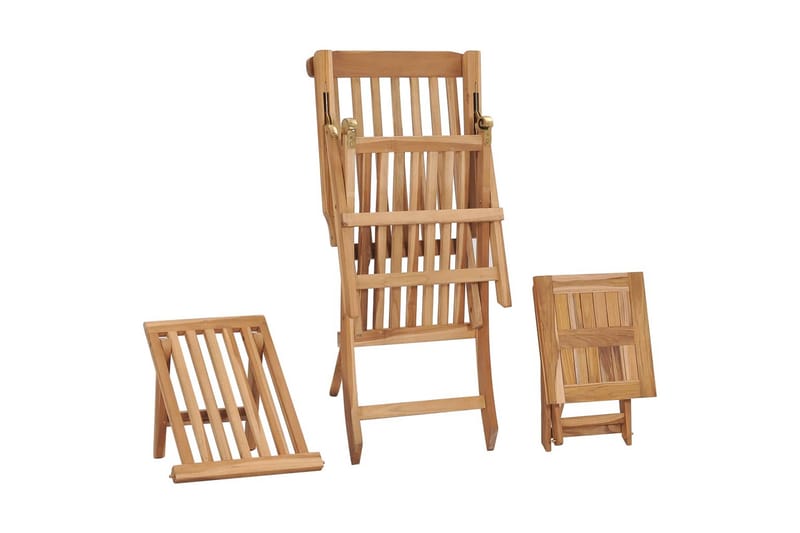 Fluktstol med fotstøtte og bord heltre teak - Brun - Hagemøbler - Stoler & Lenestoler - Solseng & solvogner