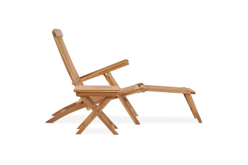 Fluktstol med fotstøtte og bord heltre teak - Brun - Hagemøbler - Stoler & Lenestoler - Solseng & solvogner
