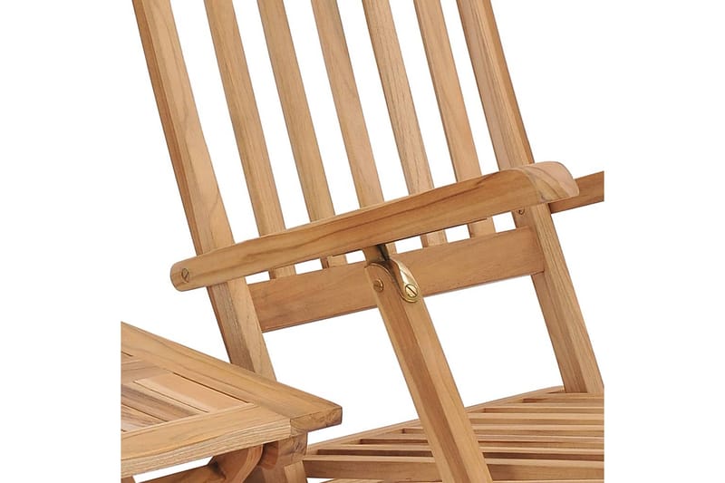 Fluktstol med fotstøtte og bord heltre teak - Brun - Hagemøbler - Stoler & Lenestoler - Solseng & solvogner