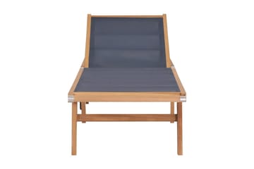 Foldbar solseng med hjul 2 stk heltre teak og textilene - Brun - Hagemøbler - Stoler & Lenestoler - Solseng & solvogner