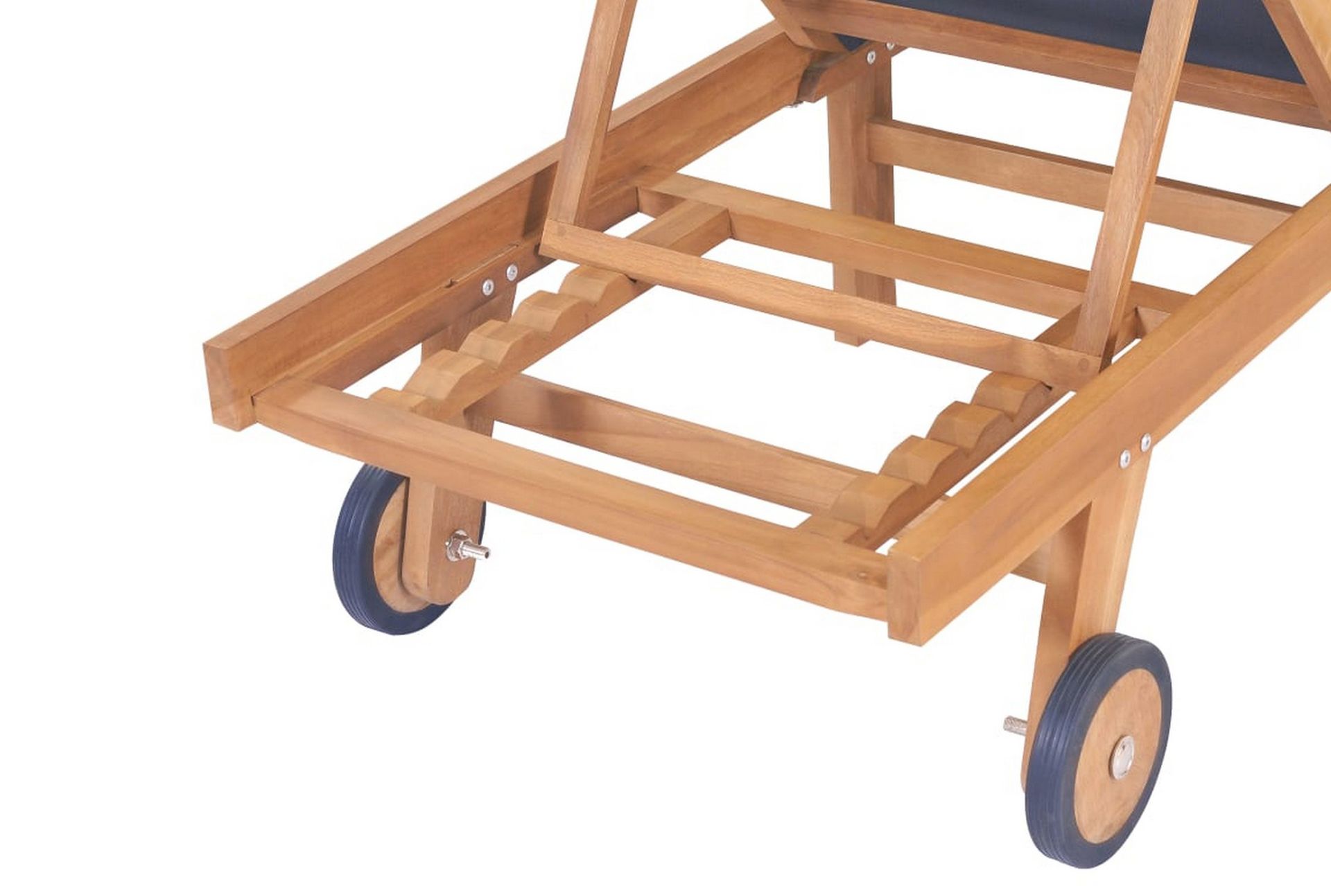 Foldbar solseng med hjul 2 stk heltre teak og textilene - Brun - Hagemøbler - Stoler & Lenestoler - Solseng & solvogner