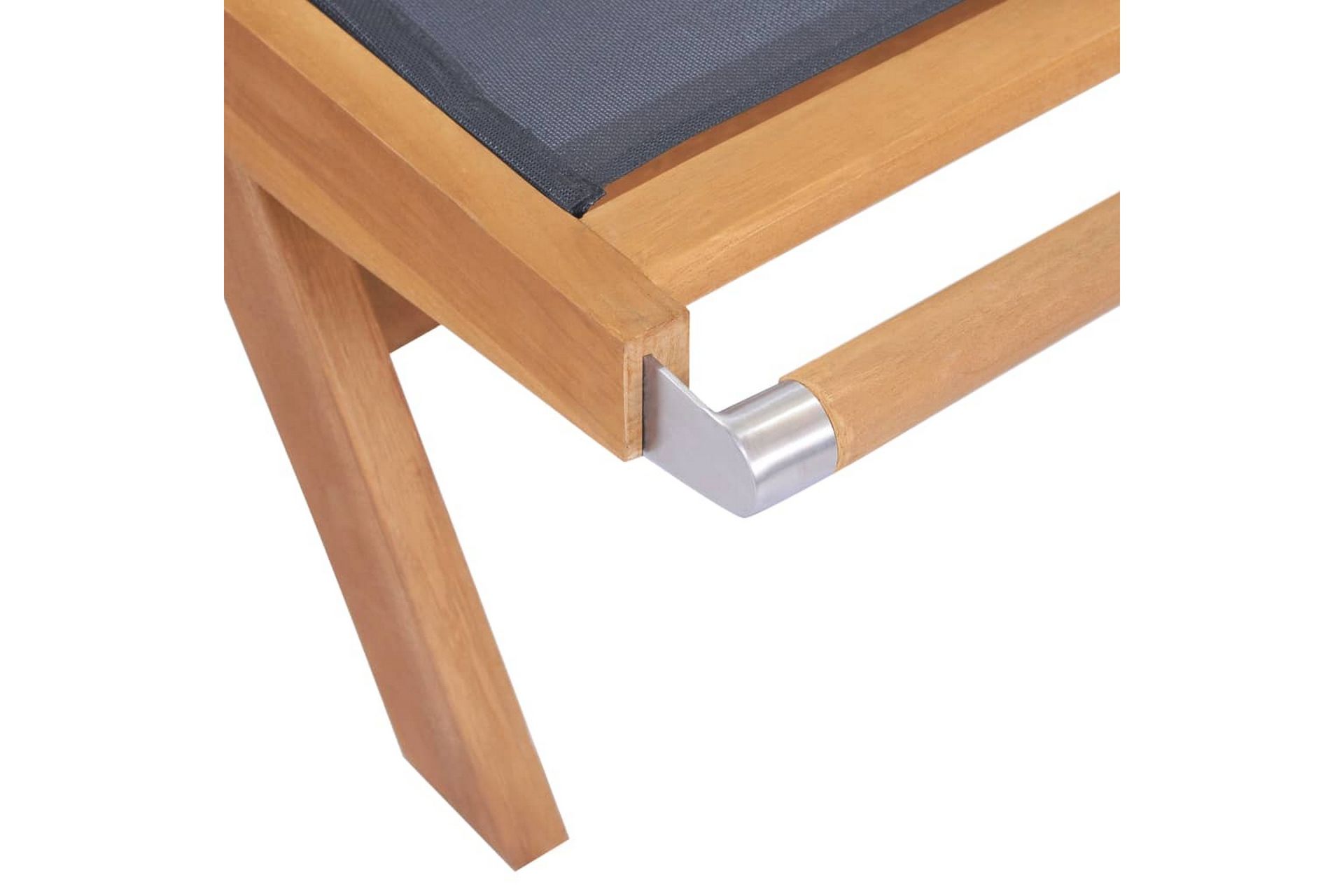Foldbar solseng med hjul 2 stk heltre teak og textilene - Brun - Hagemøbler - Stoler & Lenestoler - Solseng & solvogner