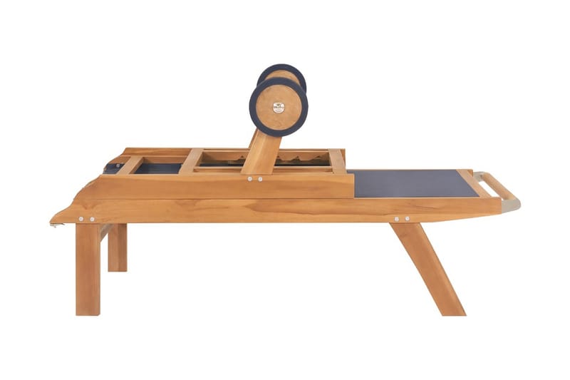 Foldbar solseng med hjul heltre teak og textilene - Teak - Hagemøbler - Stoler & Lenestoler - Solseng & solvogner